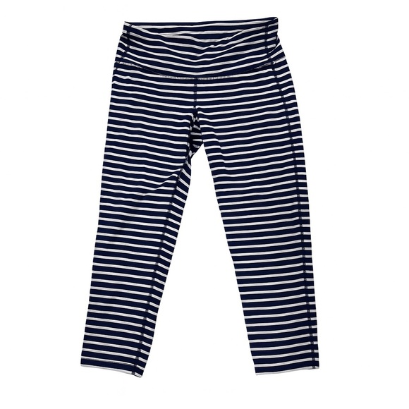 Athleta Navy and White Striped Leggings - Picture 1 of 4
